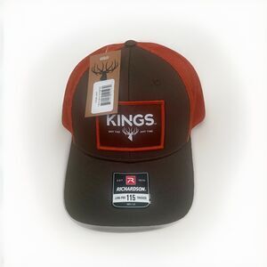 King's Camo Hat Any Tag Any Time Mesh Snapback Brown Orange Patch Logo Hunting